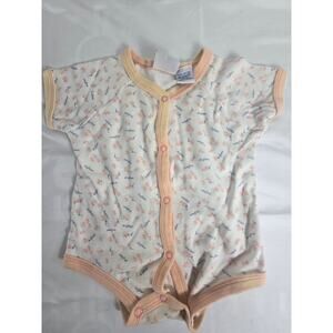 Vintage Peek-A-Babe Baby Bodysuit 6/9 Months Floral Snap Front Onesie Hong Kong
